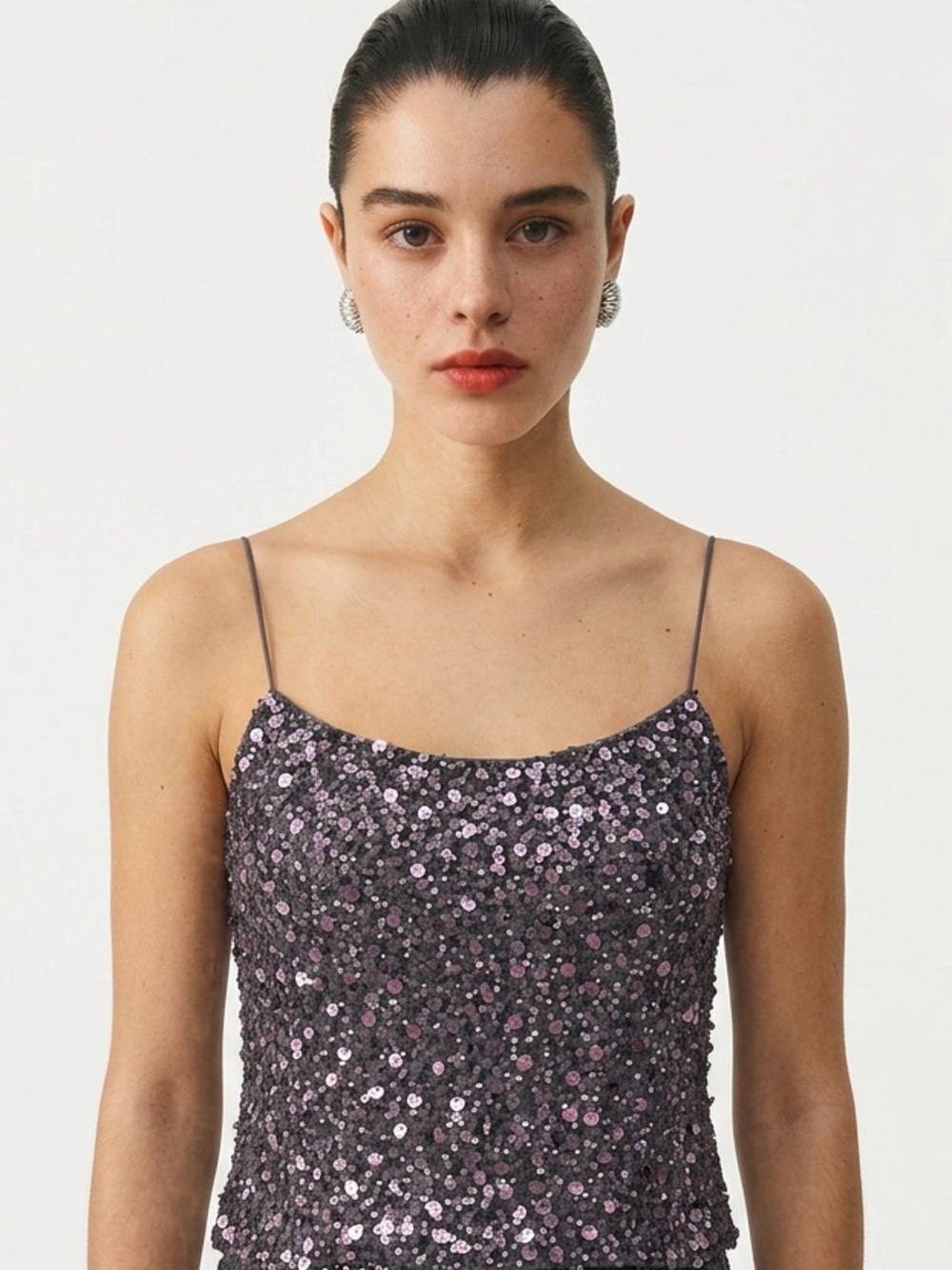 LINDA ALLARD & ELLEN TRACY | Purple Beaded Crop